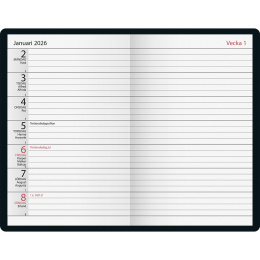 Kalender Agenda Svart Konstläder i gruppen Papper & Block / Kalendrar och almanackor / 12-månaderskalendrar hos Pen Store (135864)