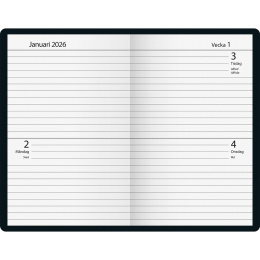 Kalender Fickdagbok Svart Konstläder i gruppen Papper & Block / Kalendrar och almanackor hos Pen Store (135874)