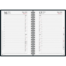 Kalender Timdagbok Svart Wire-O i gruppen Papper & Block / Kalendrar och almanackor / 12-månaderskalendrar hos Pen Store (135891)