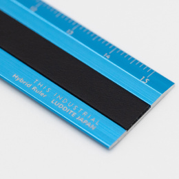 Linjal Aluminium/Läder 15 cm Turquoise/Black i gruppen Skapande & Hobby / Hobbytillbehör / Linjaler hos Pen Store (136446)