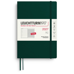 Kalender Weekly Planner & Notebook 2027 A5 Soft Cover Forest Green i gruppen Papper & Block / Kalendrar och almanackor / 12-månaderskalendrar hos Pen Store (137502)