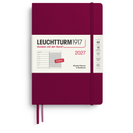Kalender Weekly Planner & Notebook 2027 A5 Port Red i gruppen Papper & Block / Kalendrar och almanackor / 12-månaderskalendrar hos Pen Store (137515)