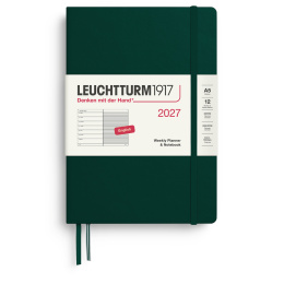 Kalender Weekly Planner & Notebook 2027 A5 Forest Green i gruppen Papper & Block / Kalendrar och almanackor / 12-månaderskalendrar hos Pen Store (137521)