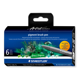 Pigment Arts Brush Pen 6-set Green/Turquoise i gruppen Pennor / Konstnärspennor / Penselpennor hos Pen Store (137613)