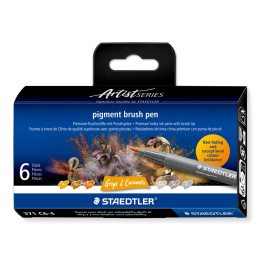 Pigment Arts Brush Pen 6-set Grey/Caramel i gruppen Pennor / Konstnärspennor / Penselpennor hos Pen Store (137614)