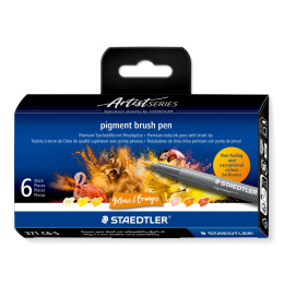 Pigment Arts Brush Pen 6-set Yellow/Orange i gruppen Produktserier / Staedtler Artist Series hos Pen Store (137615)