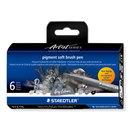 Pigment Arts Soft Brush Pen 6-set Grey i gruppen Pennor / Konstnärspennor / Penselpennor hos Pen Store (137626)