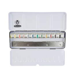 Akademie Aquarell Half Pans 12-set + 12 tomma i gruppen Konstnärsmaterial / Konstnärsfärger / Akvarellfärg / Akvarellfärg i kopp hos Pen Store (137801)