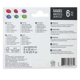Akrylfärg Basics Metallic Set 6x22 ml i gruppen Konstnärsmaterial / Konstnärsfärger / Akrylfärg hos Pen Store (137836)
