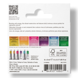 Professional Akvarellfärg Tub 5 ml Vibrant 6-set i gruppen Konstnärsmaterial / Konstnärsfärger / Akvarellfärg / Akvarellfärg på tub hos Pen Store (138007)