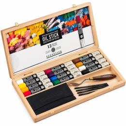 Oljekritor Trälåda 12-set + tillbehör i gruppen Konstnärsmaterial / Kritor och blyerts / Oljekritor hos Pen Store (138092)