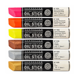 Oljekritor Flurescent & Metallics 6-set i gruppen Konstnärsmaterial / Kritor och blyerts / Oljekritor hos Pen Store (138093)