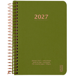 Kalender 2027 A6 Weekly Olive Green i gruppen Papper & Block / Kalendrar och almanackor / 12-månaderskalendrar hos Pen Store (138278)